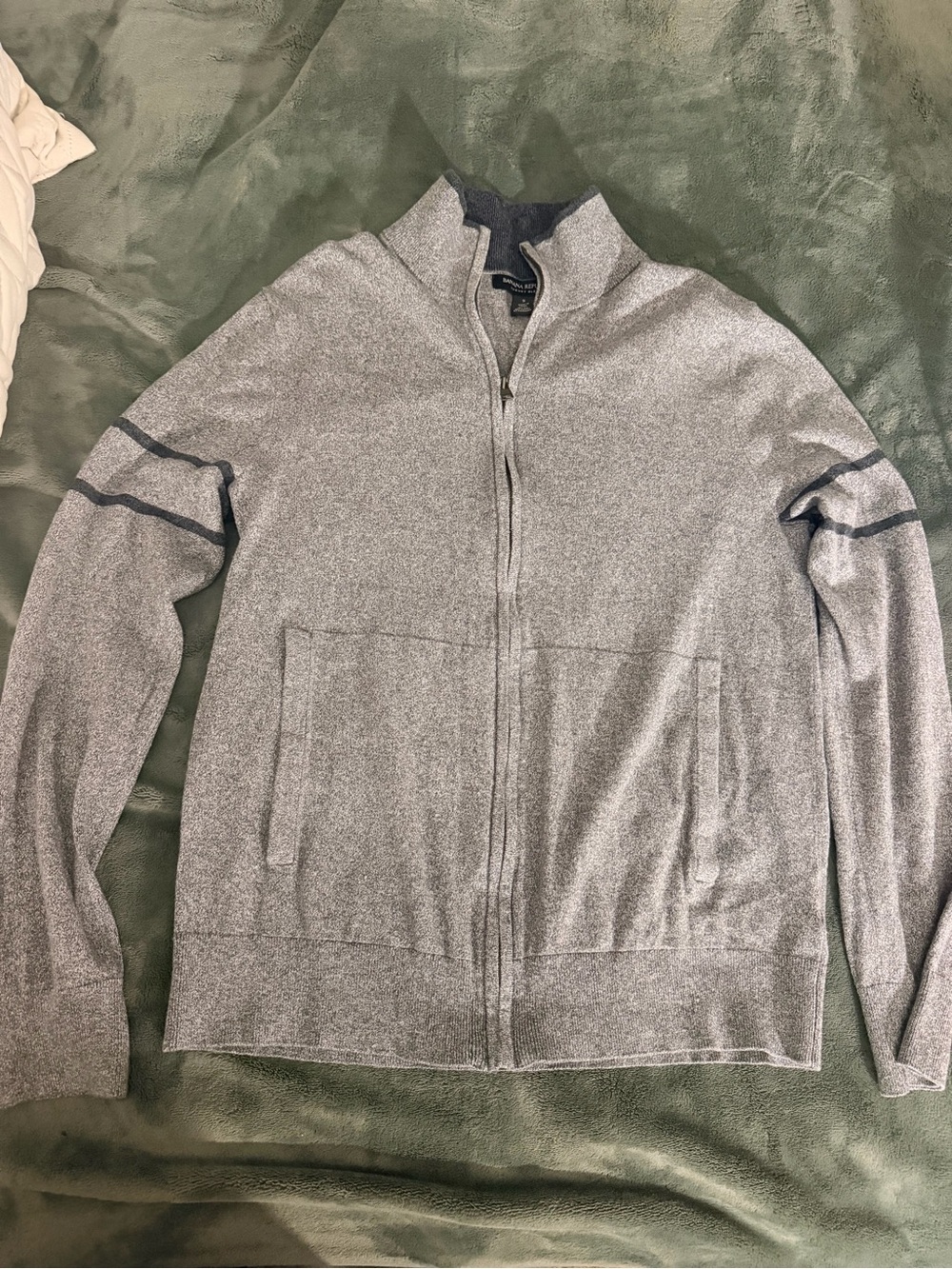 Banana Republic Luxury Blend Men's Full-Zip Heather Gray Sweater Jacket